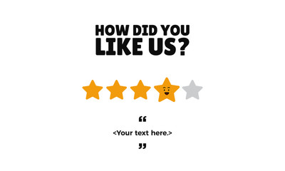 Fototapeta na wymiar User rating concept. Review and rate us stars. Business concept for social media. vector illustration