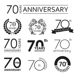 Deurstickers 70 years anniversary icon set. 70th anniversary celebration logo. Design elements for birthday, invitation, wedding jubilee. Vector illustration. © metelsky25