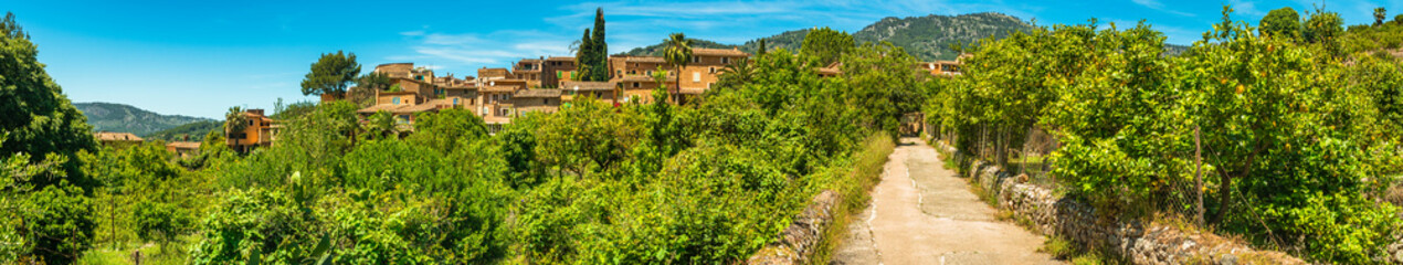 Fototapeta na wymiar Old mediterranean village of Fornalutx, Majorca Spain, panoramic view