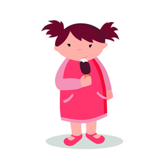 vector illustration of a girl with ice cream on a white background