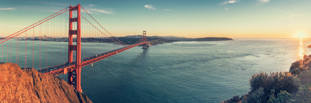 Fototapeta Golden Gate bridge sunset, San Francisco California 
