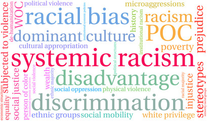 Systemic Racism Word Cloud on a white background. 