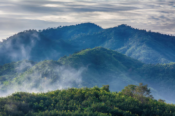 Forests, mountains, fog and clouds are landscape in Thailand.