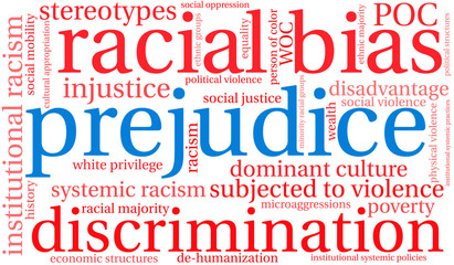 Prejudice Word Cloud on a white background. 