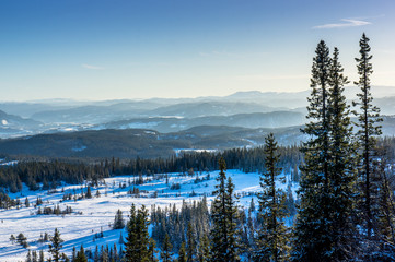 Winter landscape of Norway. View from Gråkallen mountain