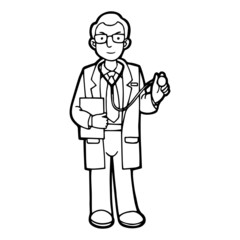 Doctor cartoon illustration isolated on white background for children color book