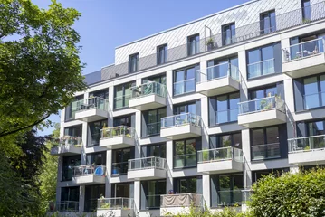 Foto op Plexiglas Fassade eines modernen Wohngebäudes in Hamburg, Deutschland © Ralf Gosch