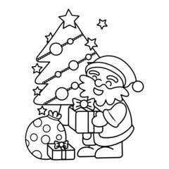 Santa Claus cartoon illustration isolated on white background for children color book