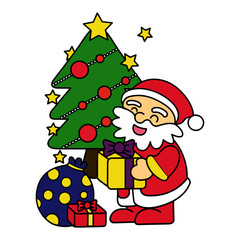 Santa Claus cartoon illustration isolated on white background for children color book