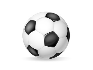 Fototapeta premium Classic soccer ball vector object isolated on white background. Football leather ball