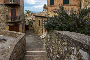 old town and streets in Montalcino in Tuscany