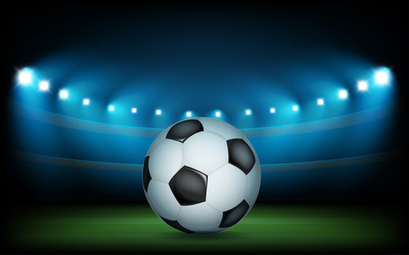 Football stadium with the ball. Vector illustration