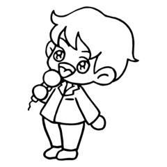 Singer cartoon illustration isolated on white background for children color book