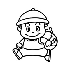 Little boy go to  trip cartoon illustration isolated on white background for children color book