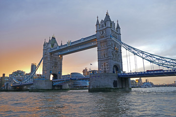 Fototapeta na wymiar Tower Bridge at sunset, London, Great Britain