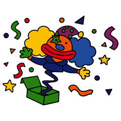 Fototapeta premium Clown cartoon illustration isolated on white background for children color book