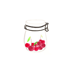 Cherries in a jar.