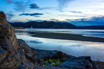 Beautiful beach in Stjordal near Trondheim. Sunset in Norway