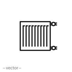 radiator linear vector icon, steel heating radiator line sign isolated on white background - editable vector illustration eps10