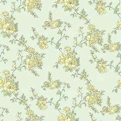 Tuinposter Seamless pattern with roses flowers © polina21