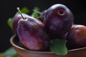 ripe large rural juicy plum close