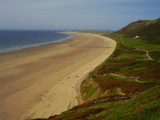 Rhossilli beach in the Gower region of South Wales