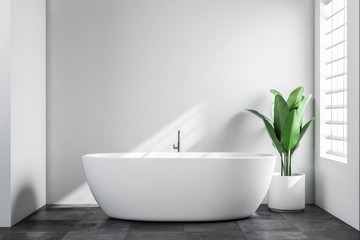 Fototapeta na wymiar White minimalistic bathroom interior
