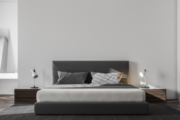 Luxury white Scandinavian bedroom interior