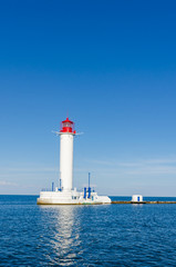 Seascape with lighthouse in the Odesa port