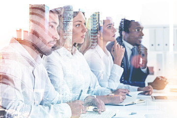Diverse business team members in a city, HR job
