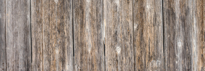 Panoramic wood wall with old wooden planks background texture