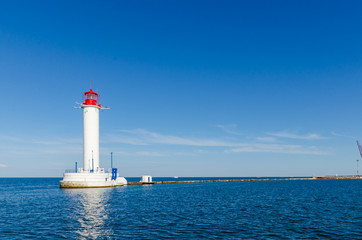 Seascape with lighthouse in the Odesa port