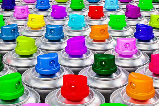 Background from colored aerosol spray paints, 3D rendering