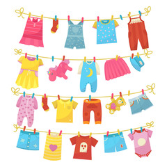 Children clothes on rope