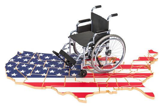 Disability in the United States concept, 3D rendering