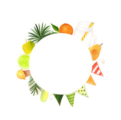 Cold drink and street food circle template.