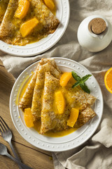 Sweet Homemade Orange Crepes Suzette