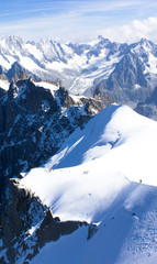 Alpinisten auf dem Hochplateu, Aiguille du Midi