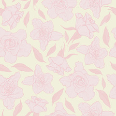 Seamless pattern of graphic roses, vector illustration.