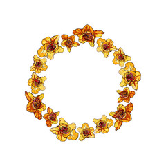 Round rose frame for greeting card or text, vector illustration.