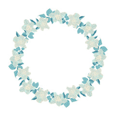 Round rose frame for greeting card or text, vector illustration.