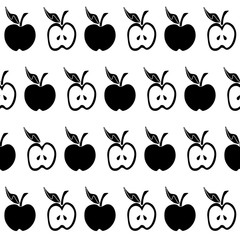 Black white apple seamless pattern