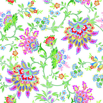 Floral seamless pattern. Flower background. Flourish ornamental summer wallpaper with flowers.