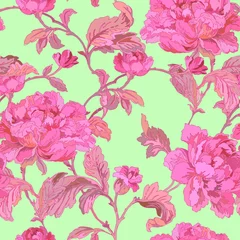 Gordijnen Seamless pattern with roses flowers © polina21