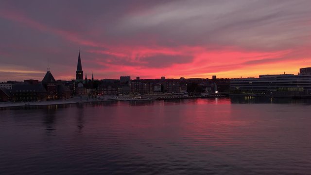 Aarhus waterfront from drone