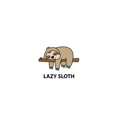 Lazy sloth sleeping on a branch cartoon, vector illustration © Totostarkk9456