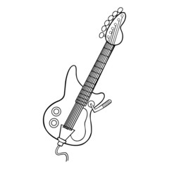 Guitar cartoon illustration isolated on white background for children color book