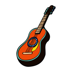 Guitar cartoon illustration isolated on white background for children color book