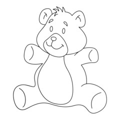 Teddy bear cartoon illustration isolated on white background for children color book