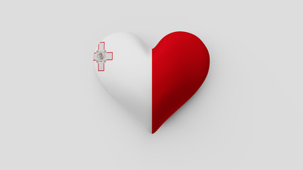 Corazón bandera Malta. 3D